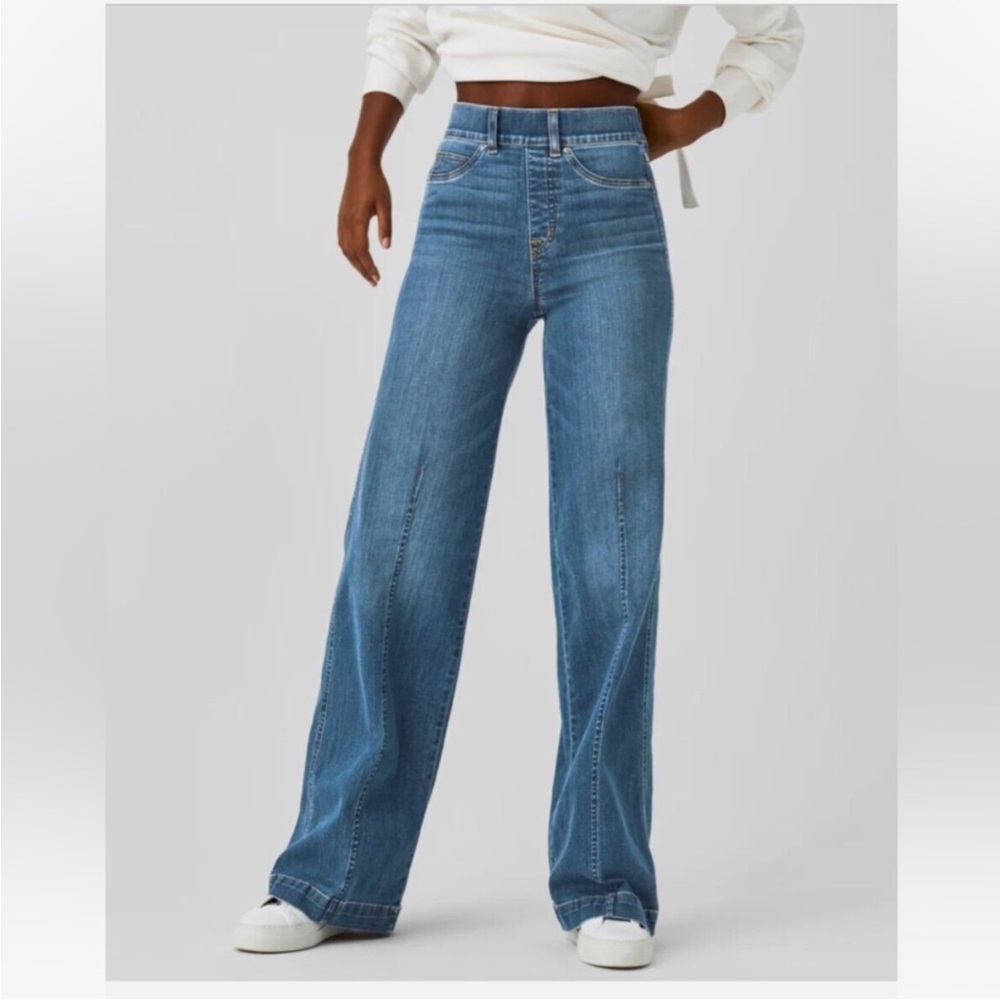 SPANX Blue Wide Leg Flare Jeans